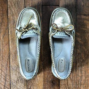 Gold Sperry Topsider Shoes, Size 5M